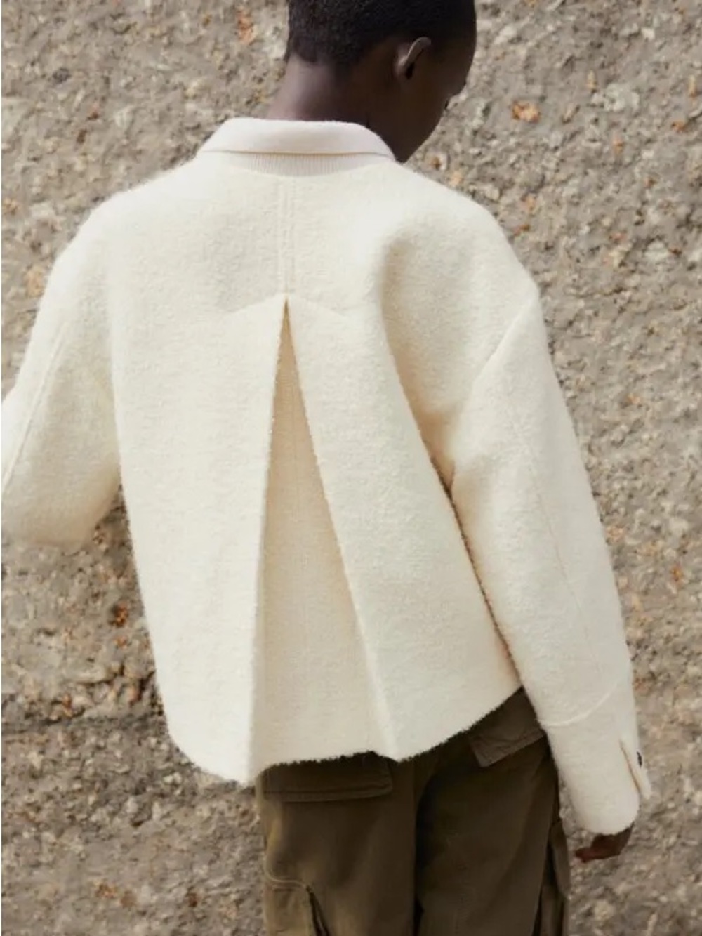 ME+EM Cream Wool Short Pea Coat with Black Buttons - Picture 3 of 9